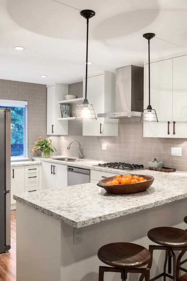 Cores de granito cinza na cozinha moderna