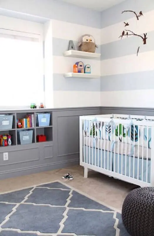 cores para quarto de bebê masculino cinza azul e branco Foto Simples Decoração
