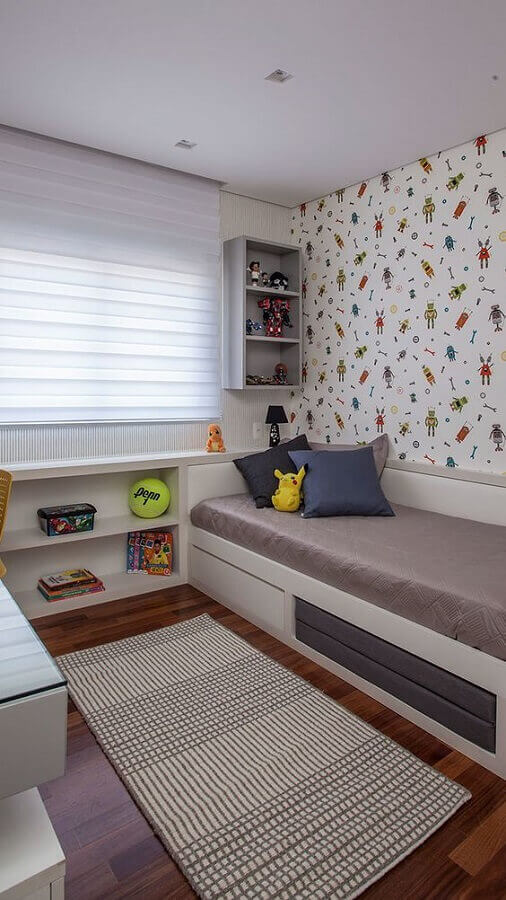 cores para quarto infantil masculino com papel de parede divertido  Foto Habitare