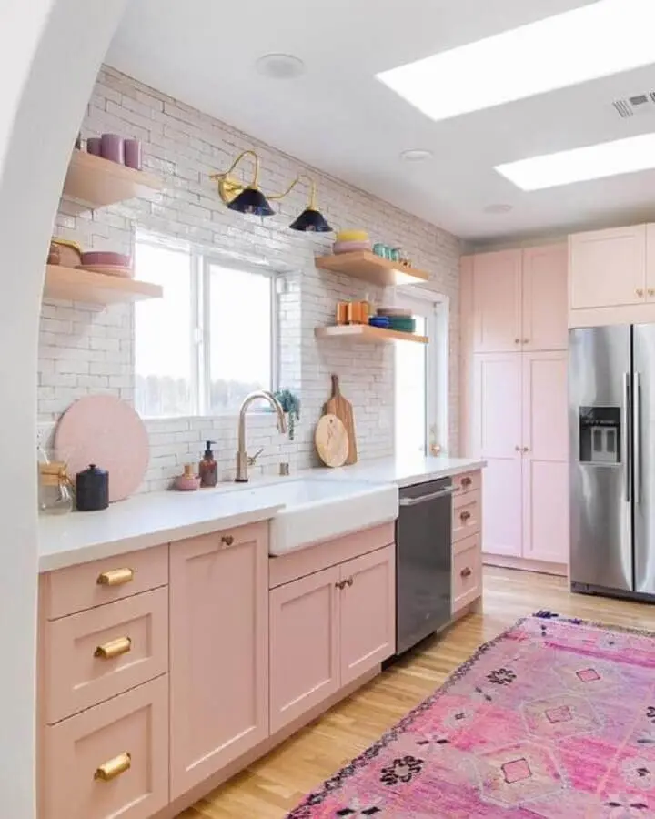 decoração de cozinha rosa candy colors Foto Pinterest