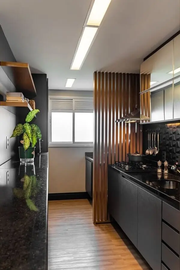 divisória de madeira para cozinha de apartamento pequeno com lavanderia Foto Futurist Architecture