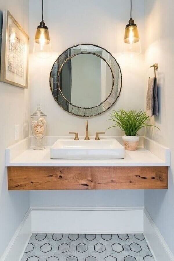 espelho para banheiro redondo com acabamento bisote Foto Pinterest