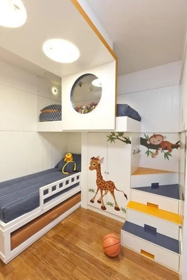 ideia para decoração de quarto infantil planejado com beliche Foto Pinterest