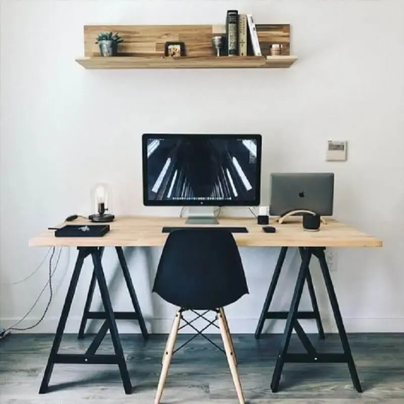 mesa escritório industrial para home office simples Foto Pinterest