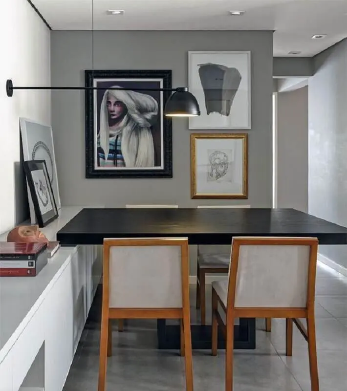 moldura de quadros diferentes para decoração de sala de jantar moderna Foto Pinterest