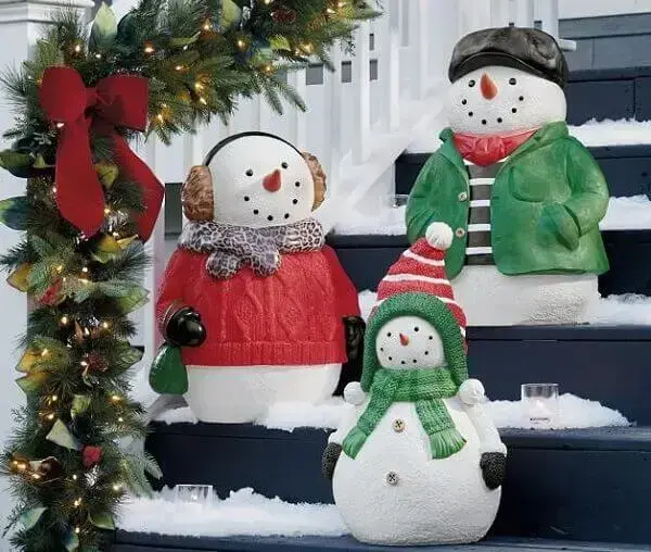 Bonequinhos de neve para decoração de natal para jardim