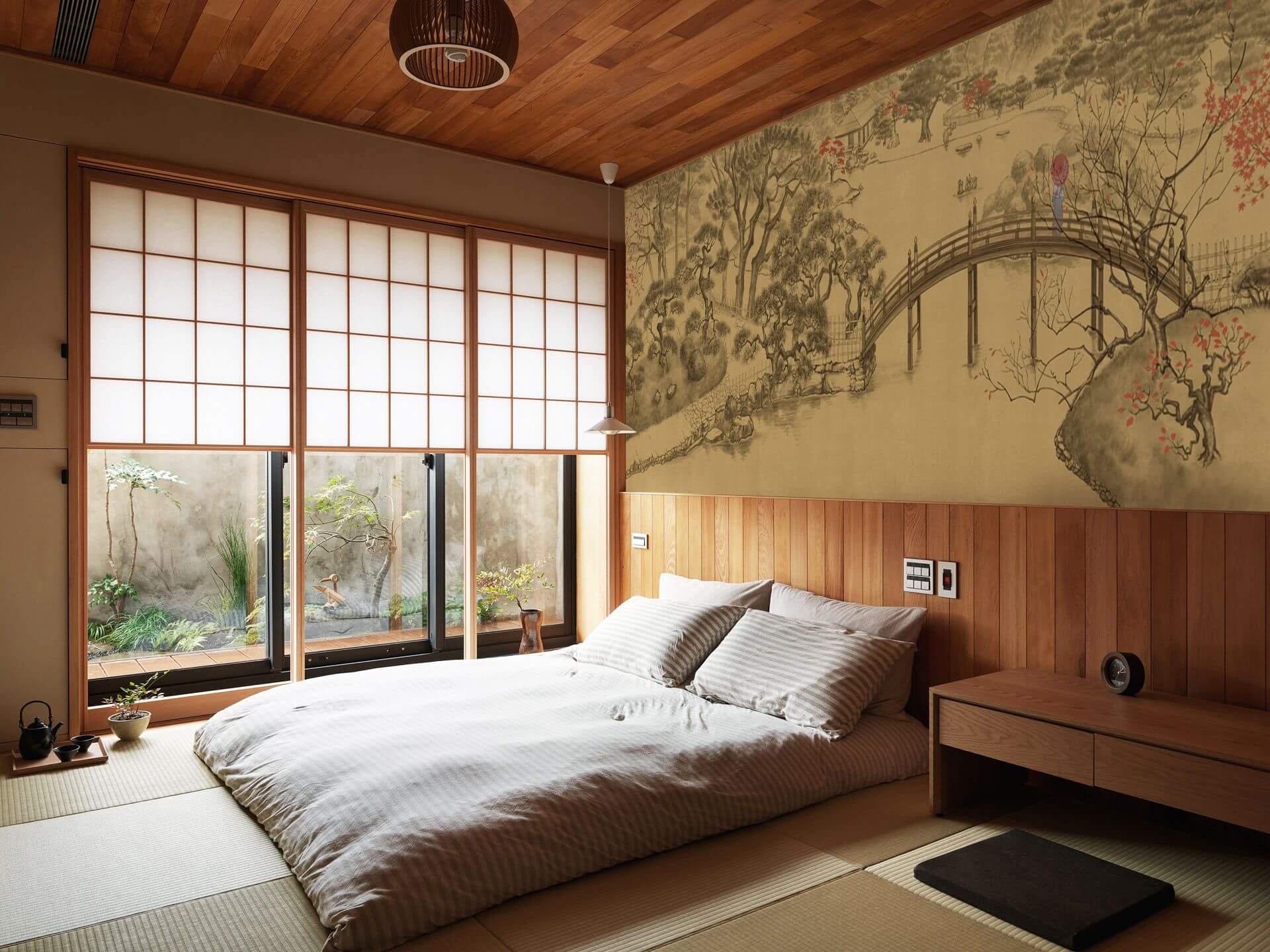 Cama Japonesa minimalista oriental madeira maciça - Tutto Legno