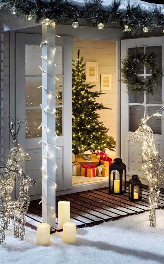 Enfeites de Natal com luzes para decoração de mesa rústica Foto Decor Fácil