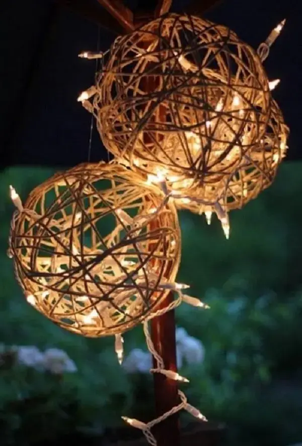 Luminárias artesanais rústicas para decoração de natal para jardim externo