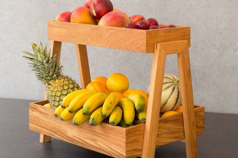 Modelo diferente de fruteira de madeira de mesa Foto Pinterest