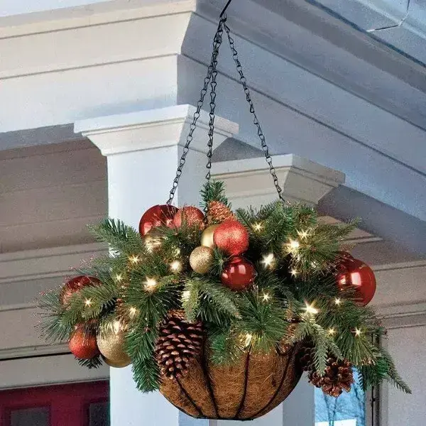 Vaso suspenso iluminado para decoração de natal para jardim externo