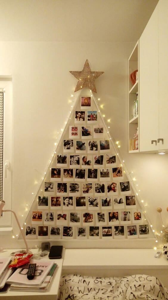 Árvore de natal diferente feita com fotos