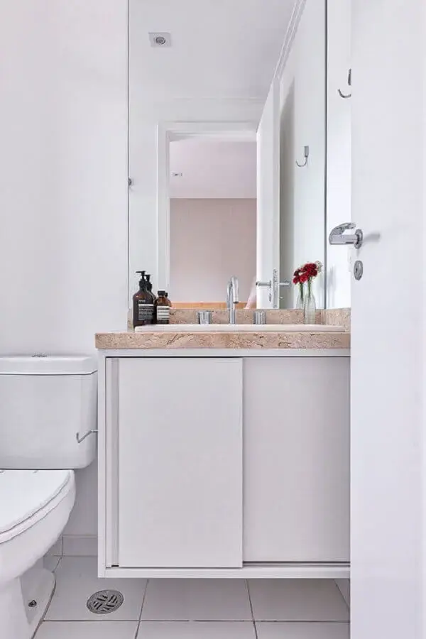 decoração clean com espelho para banheiro sem moldura Foto Casa de Valentina