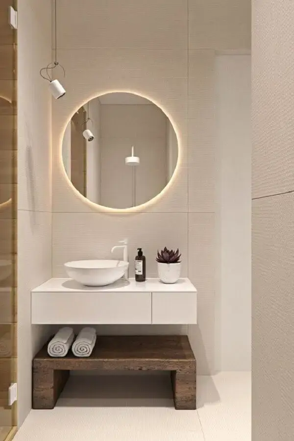decoração minimalista com espelho para banheiro sem moldura Foto Home Designing