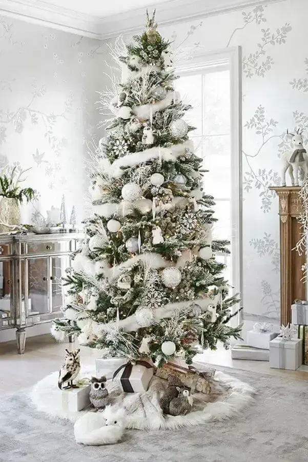 enfeites prata para decoração de árvore grande natal Foto Fresh IDEEN