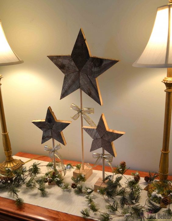 Estrela de natal na decoração do aparador