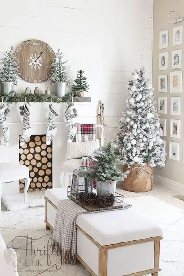 ideias de decoração de Natal para sala branca Foto Pinterest
