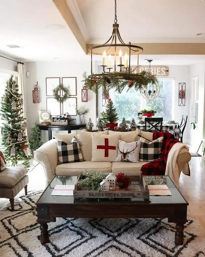 ideias de decoração de Natal para sala de estar Foto Jodie & Julie