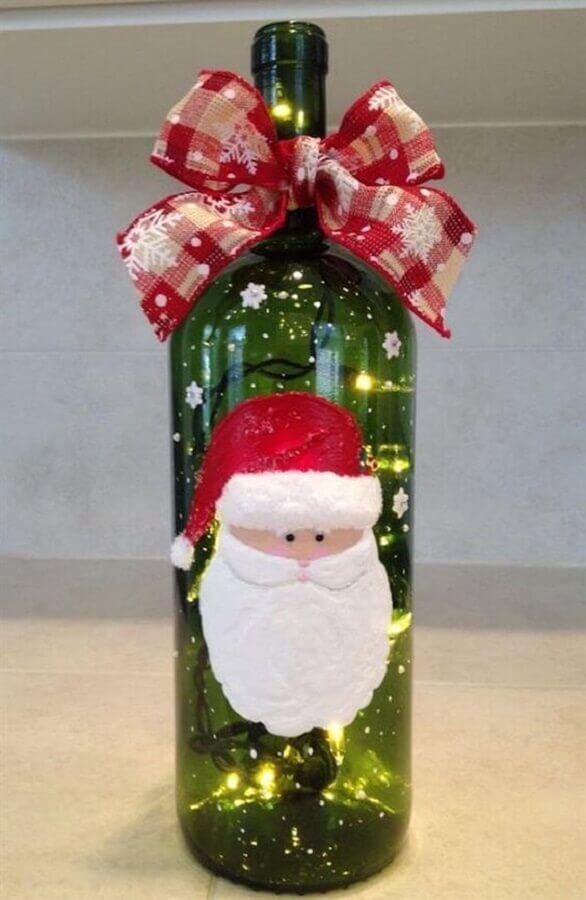 ideias de garrafas decoradas para o Natal Foto Artesanatop