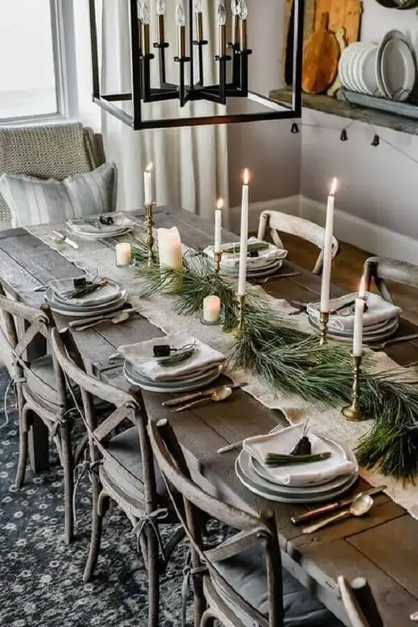 ideas for decorating rustic and simple Christmas table Photo How to do at Home