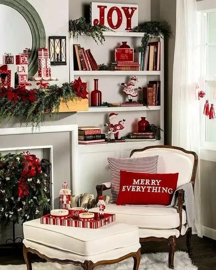 ideas for decorating Christmas in a room with various decorations and theme pillows Photo Christmas Glitter