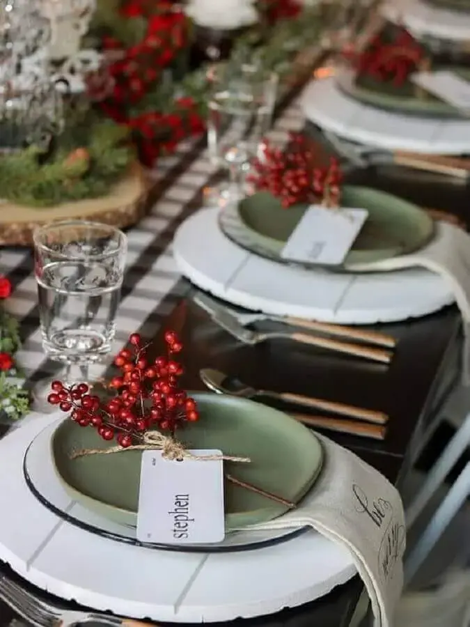 Christmas table decorated with rustic details Photo Home With Holliday