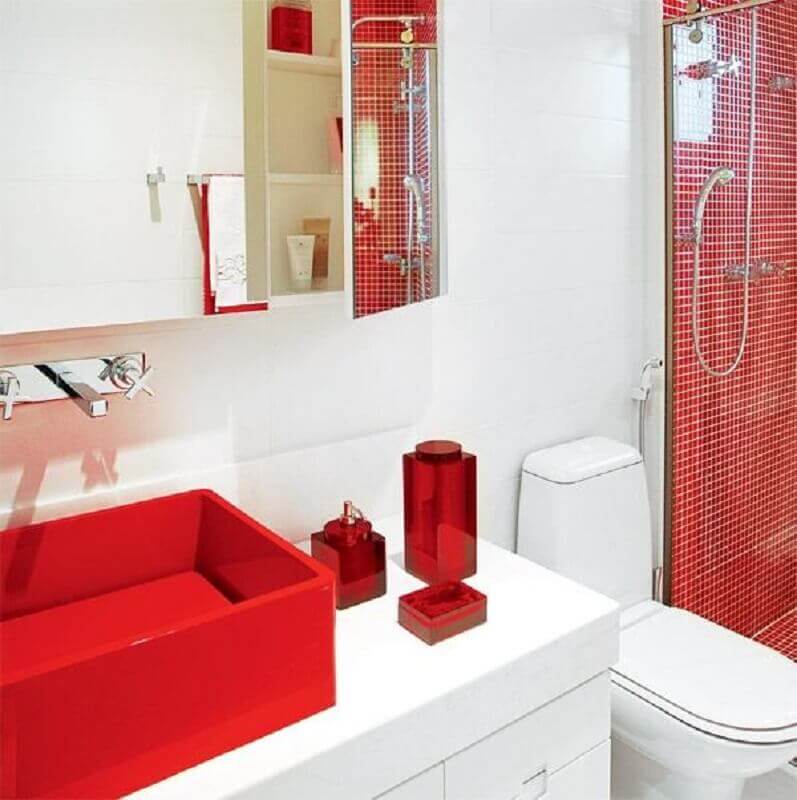pastilha e cuba para banheiro vermelha Foto Pinterest