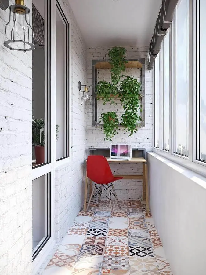 piso hidráulico para decoração simples com plantas para varanda pequena Foto Reciclar e Decorar