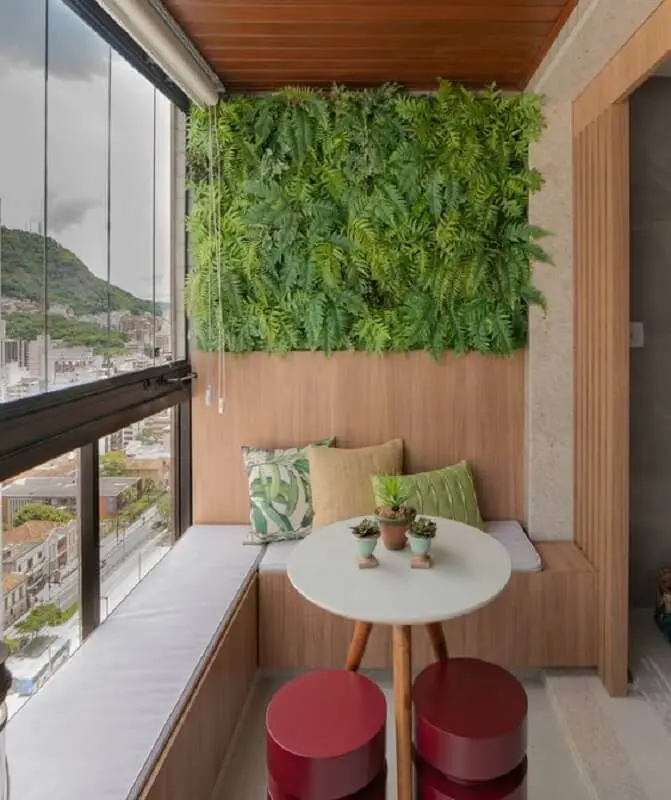 plantas para varanda de apartamento planejado com banco alemão Foto CasaFull