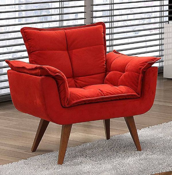 Sua sala de estar pode ficar muito mais bonita com a poltrona opala vermelha