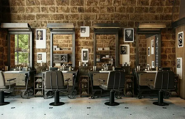 Cadeira de barbeiro moderna em uma barbearia