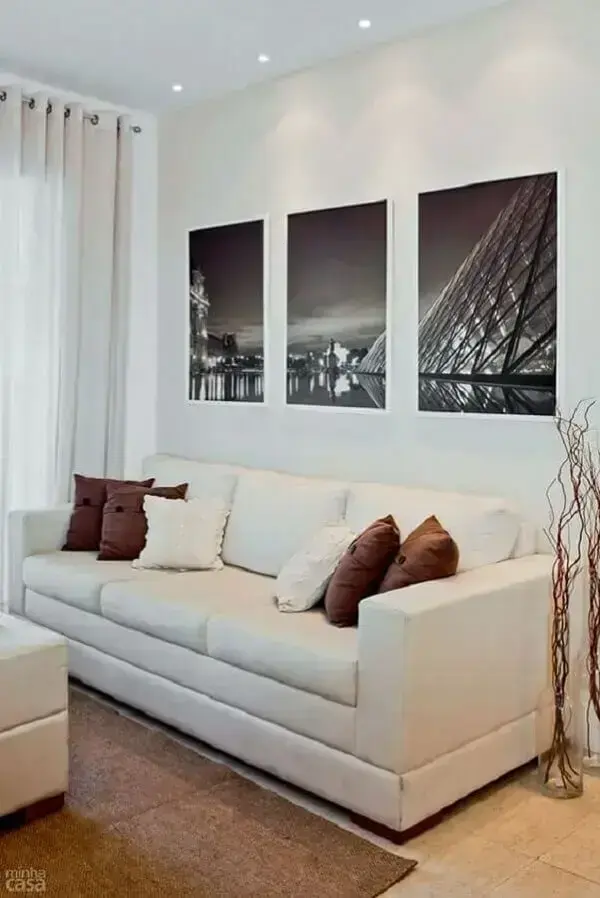 Modelo de sofá de tecido linho para decoração de sala simples