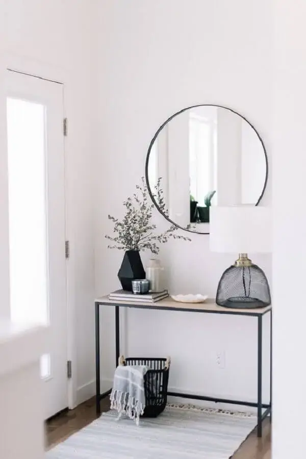 aparador com espelho para hall de entrada minimalista Foto Decostore - Casa & Decoração