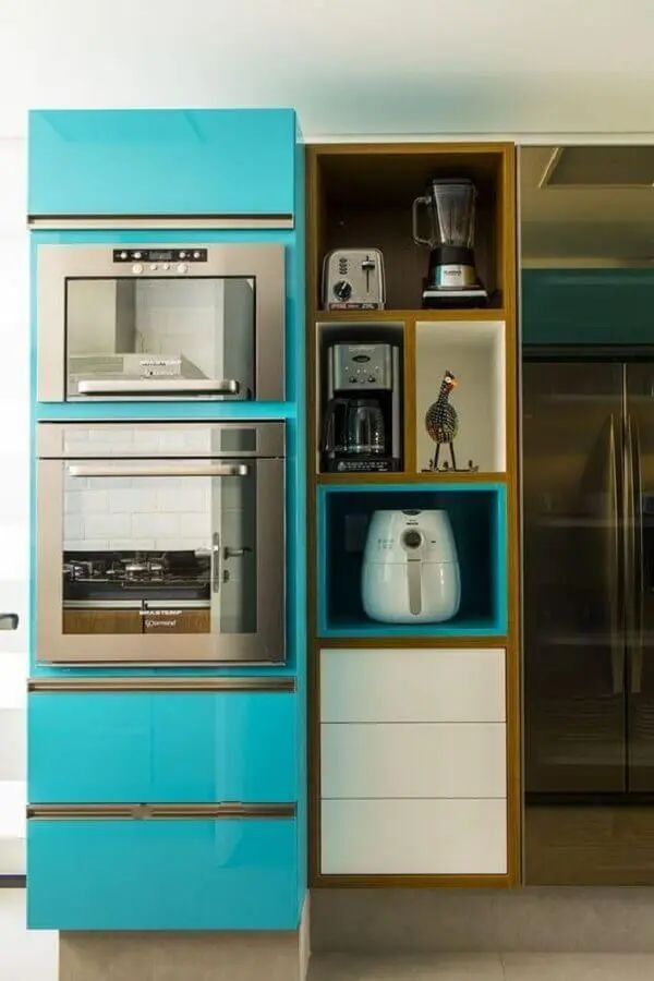 armário de cozinha azul turquesa planejado Foto Pinterest