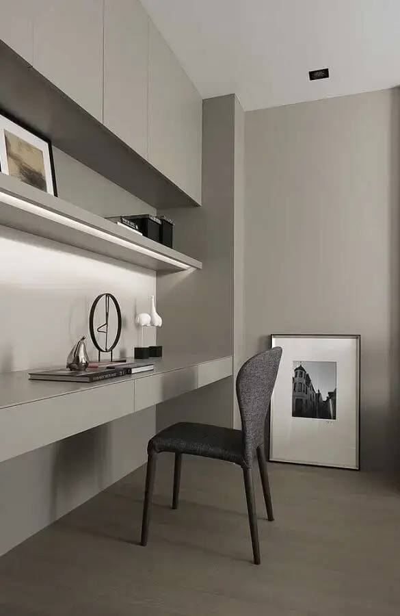 decoração minimalista para escritório em tons de cinza Foto Home Fashion Ttrend