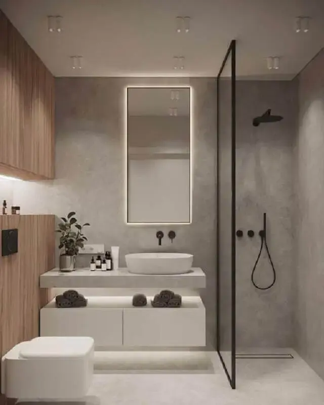 decoração moderna para banheiro em tons de cinza claro Foto Futurist Architecture
