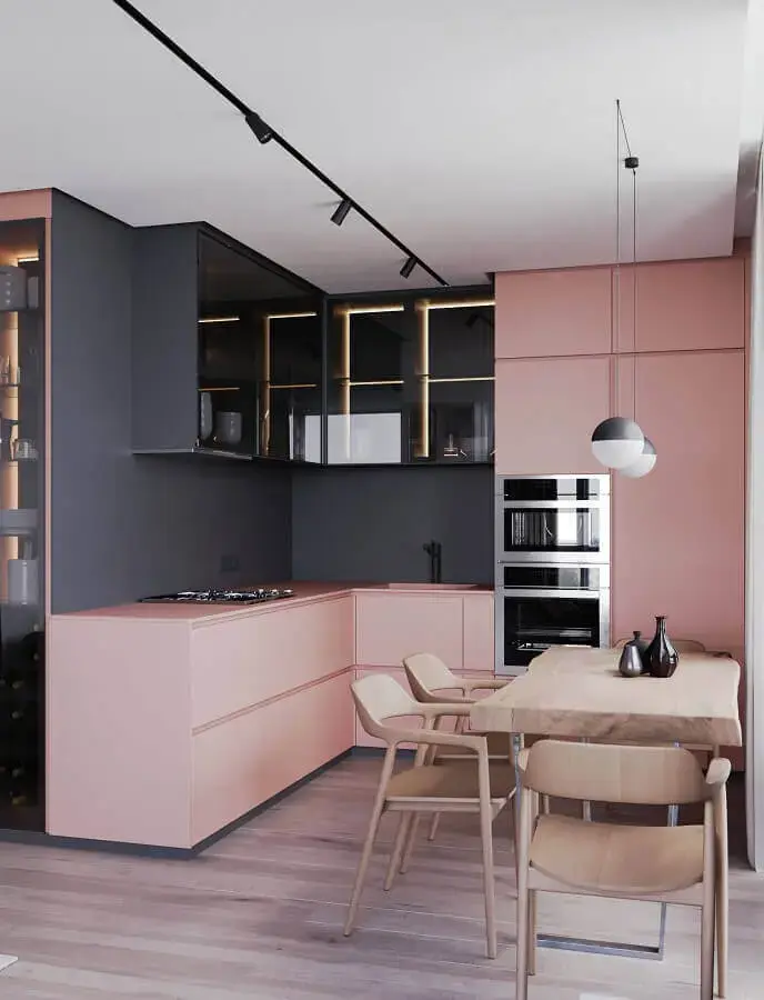 decoração para cozinha moderna cinza e rosa Foto Futurist Architecture