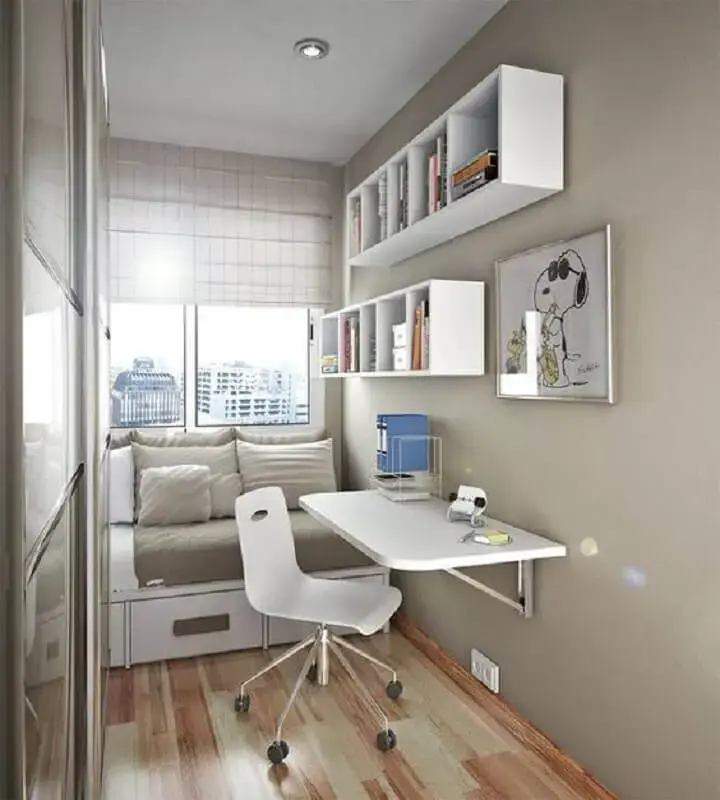 mesa dobrável para home office pequeno e simples Foto Simplichique