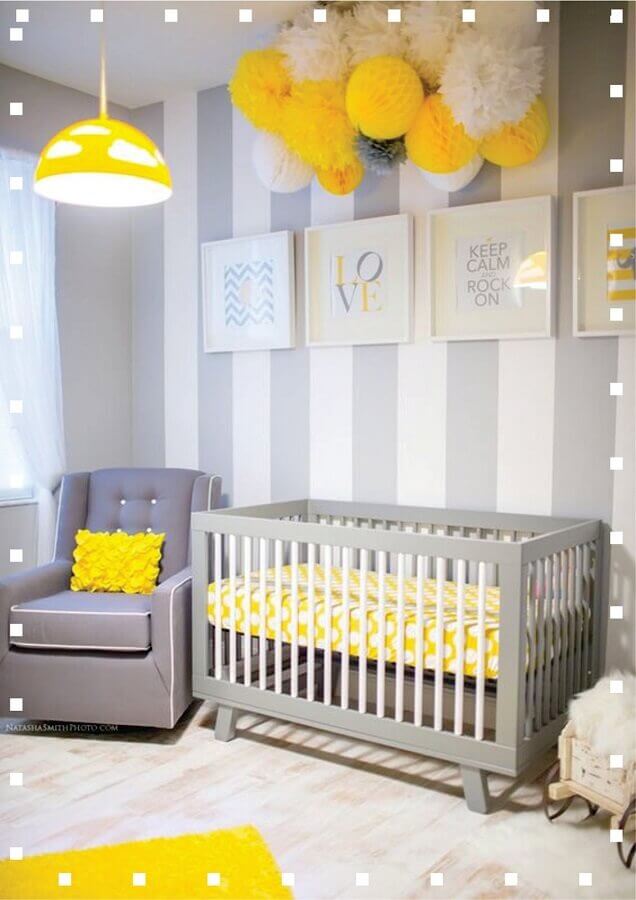 quarto bebe decorado em tons de cinza e amarelo Foto Mariana Diniz Arquiteta