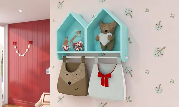 Nicho casinha com porta fraldas traz ainda mais praticidade ao quarto do bebê