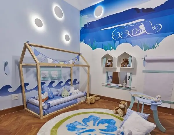 O tapete para quarto infantil respeita a proposta de temática do ambient