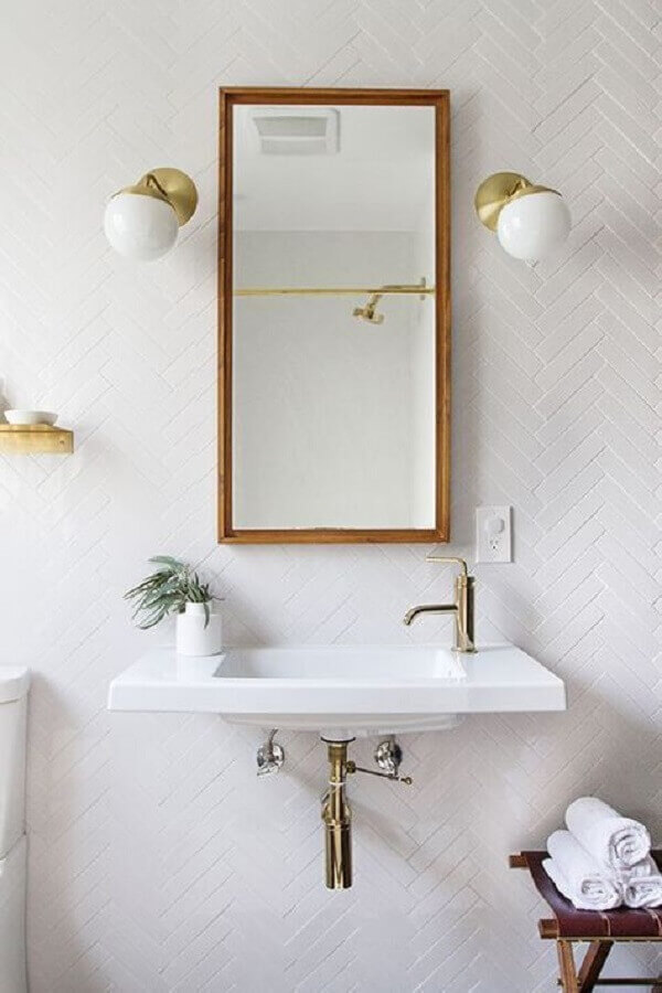 arandela para espelho de banheiro todo branco Foto DecorPad