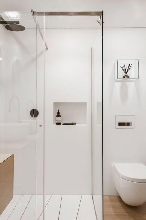 box de vidro para banheiro minimalista branco Foto Pinterest
