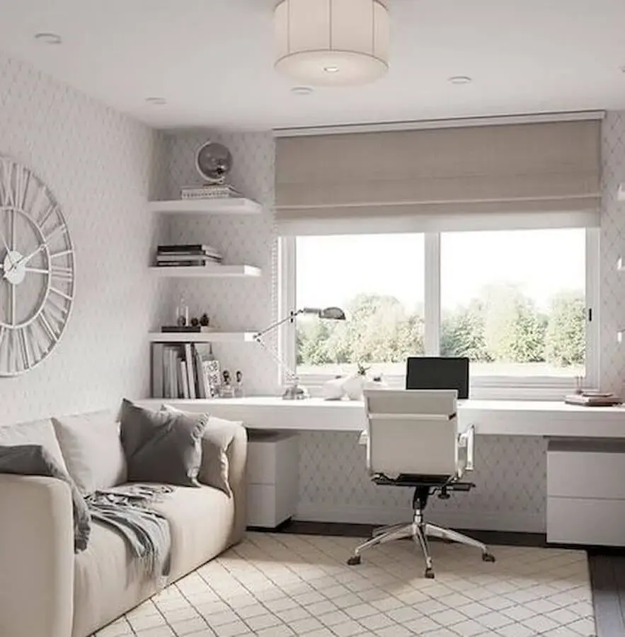 decoração com cadeira ideal para home office planejado todo branco Foto Home Decor