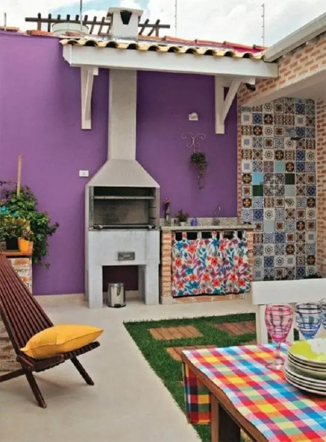 decoração de cozinha externa colorida Foto Homify