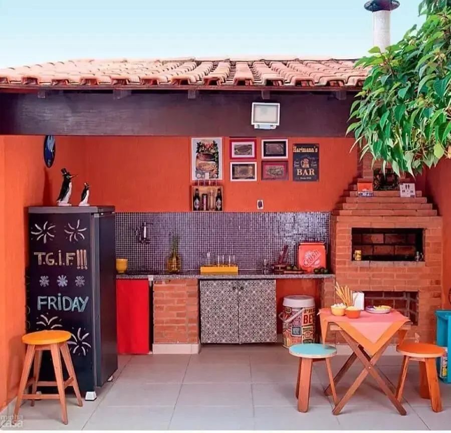 decoração de cozinha externa simples com churrasqueira Foto Pinterest