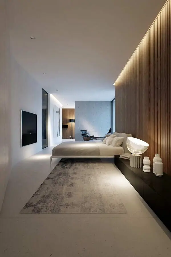 decoração de quarto de casal minimalista grande Foto Futurist Architecture