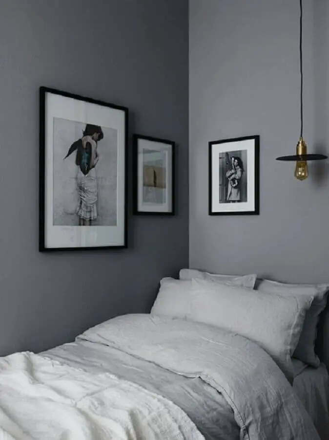 decoração de quarto minimalista cinza Foto Coco Lapine Design