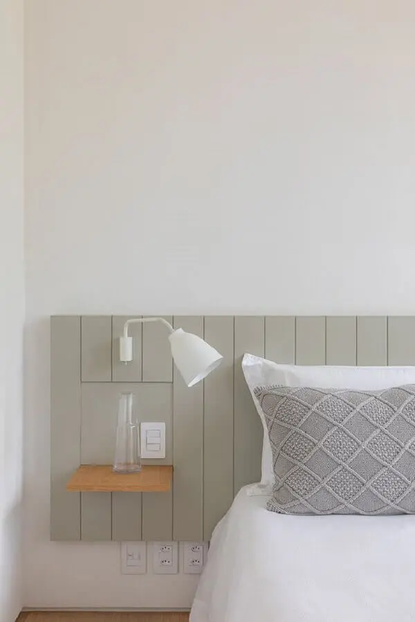 decoração de quarto minimalista com cabeceira planejada Foto Casa de Valentina
