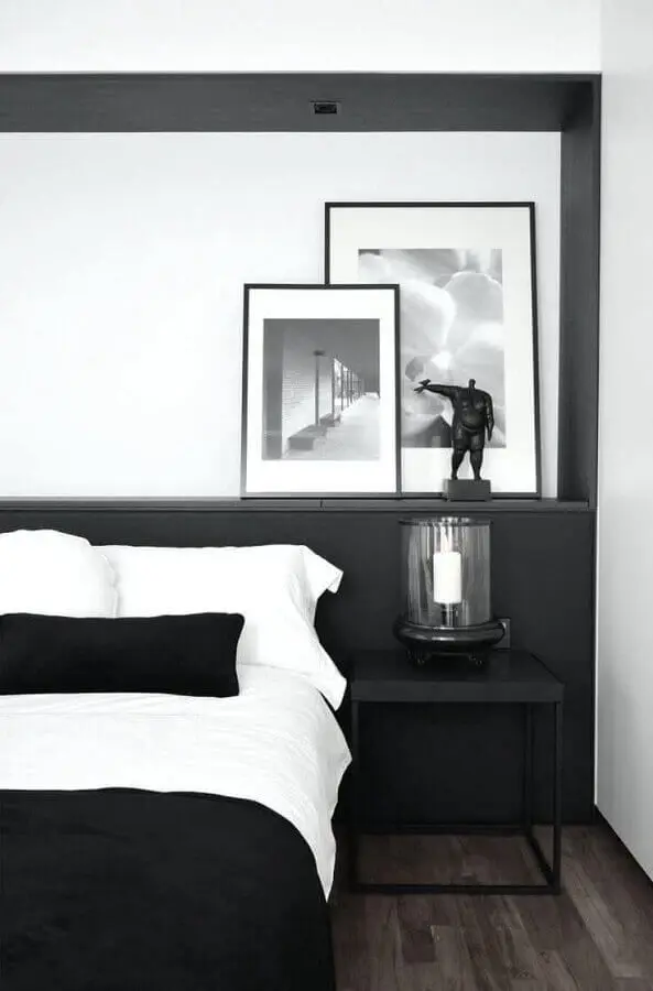 decoração em preto e branco para quarto planejado moderno Foto Pinterest